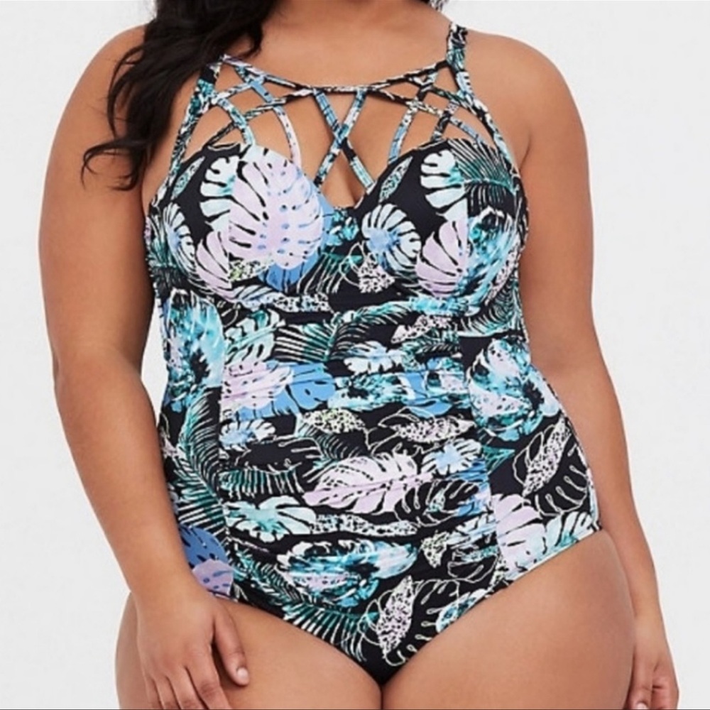 Torrid Tropical Slim Fix Push Up One Piece Swimsuit (Size 00)